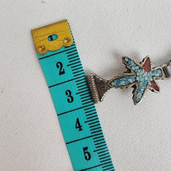 Vintage Sterling Silver Turquoise Flower Watch Strap - Picture 7 of 7